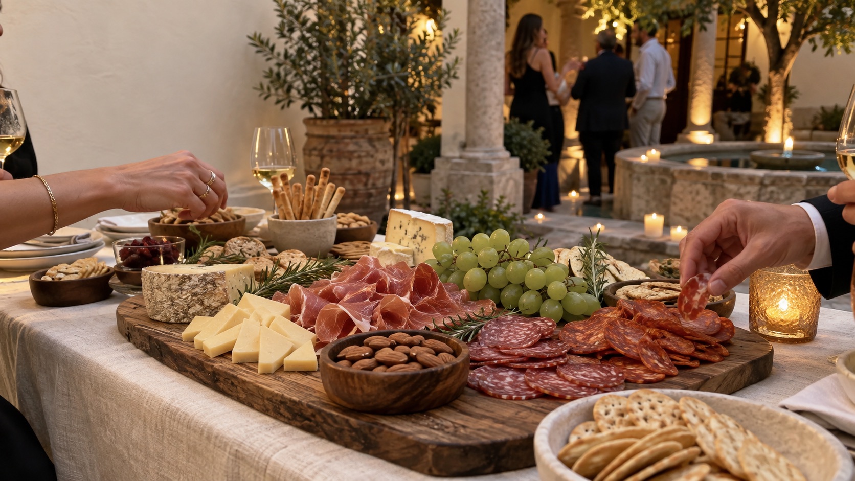 Concepto visual de una mesa de charcutería durante una celebración